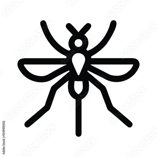 Stylized Mosquito Illustration Portraying Disease Carrier Insect in Simple Black and White Design Depicting Pest Control