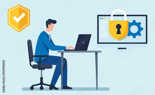 Cybersecurity Professional Ensuring Online Data Protection and System Security: Implementing Secure Technology and Privacy Measures for Business Safety