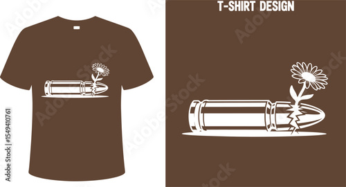 Buy peace not war t shirt design with flower and bullet vector graphic template for custom apparel printing editable stock vector