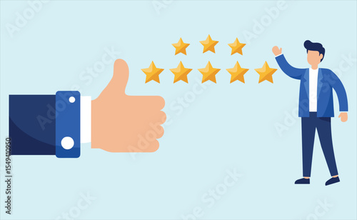 Excellent Customer Service and Positive Feedback: Five-Star Rating and Thumbs Up for Client Satisfaction, Business Growth, and Brand Reputation