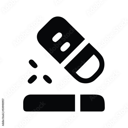 Medical Capsule with Granules Icon Symbolizing Medication Treatment Pharmaceutical Industry And Healthcare Supplement Dosage And Pharmaceutical Research Concept