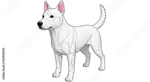 Isolated Drawing of White Dog