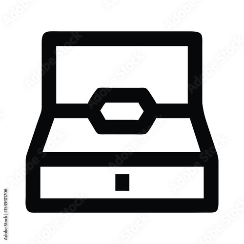 Stylized Open Box Illustration Detailed Line Art Minimalist Design Modern Icon Treasure Chest Jewel Case Gift Packaging Concept