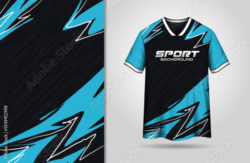 Abstract sports jersey design with black and blue background