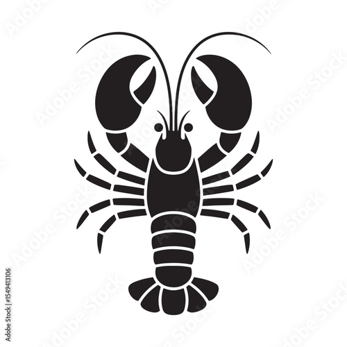 Lobster icon silhouette seafood marine animal crustacean ocean symbol black isolated vector illustration.