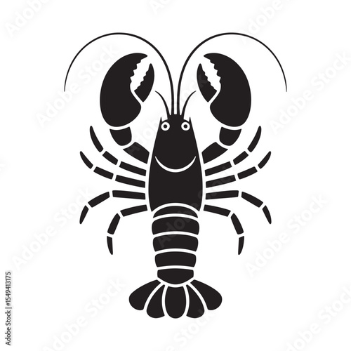 Lobster icon silhouette seafood marine animal crustacean ocean symbol black isolated vector illustration.