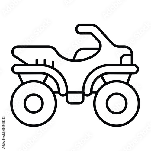 Quad wheels bike thin line icon, eco tourism concept. Vector graphics. Motorbike with four wheels, transport sign on white background, style mobile or design.