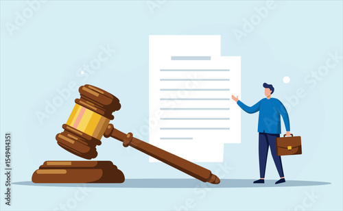 Legal Consultation and Business Law: Professional Discussing Contract, Agreement, and Justice with Gavel Symbolizing Legal Process and Authority