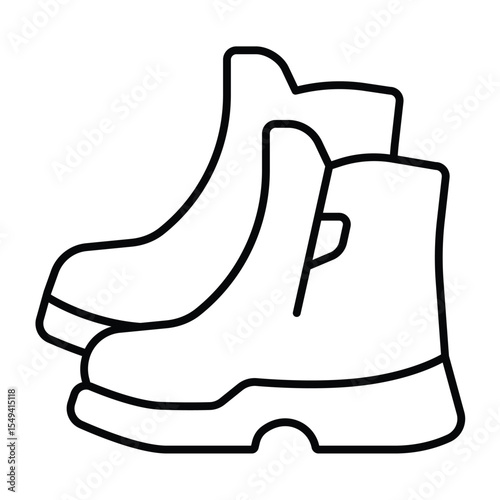 Winter boots pair thin line icon, charitable donation concept. Vector graphics. Boots with zipper, footwear sign on white background, style mobile or design.