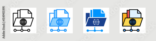 Folder Network Icon Collection Set Multiple Style
