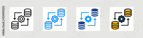 Data Processing Icon Collection Set Multiple Style