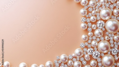 Pearls and diamonds on peach background