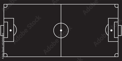 Top view of football field. Black sport background.