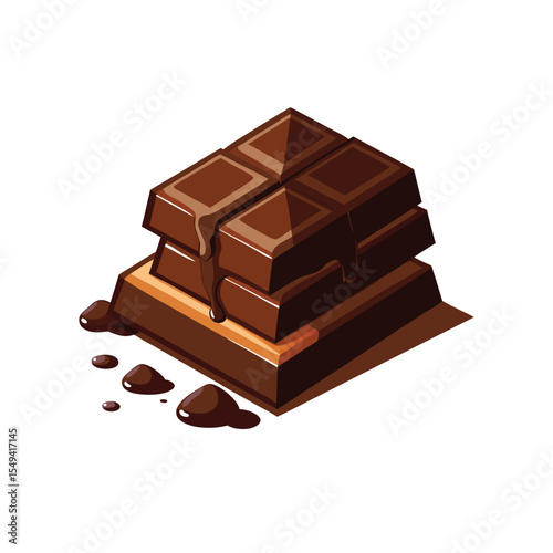 Chocolate bar on white, Tempting Delight: Chocolate Bar with cocoa solids, cocoa butter vector art