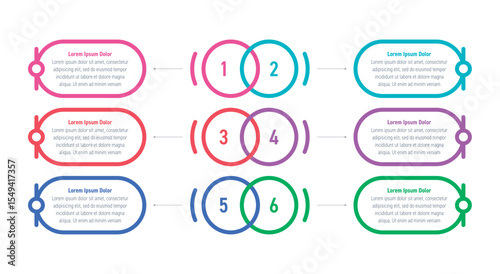 colorful circles infographic template. six steps information template. infographic template for business, education, industry, technology world. information template for annual report, magazine