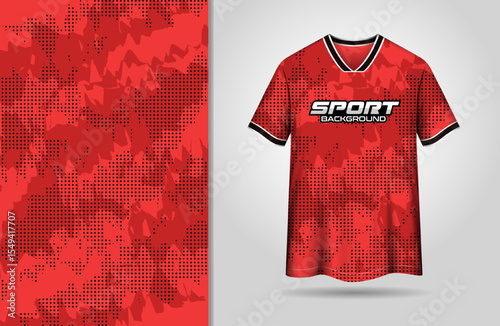 Red grunge halftone sports jersey background