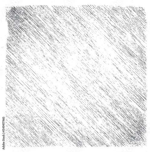 Diagonal Scratch Grunge Texture with Worn Overlay. Distressed Linear Noise Effect on White Background. Abstract Rough Streak Pattern for Print and Web. Isolated Black and White Vector.