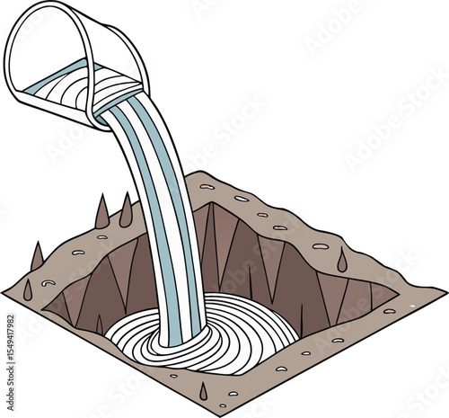 Water cascading into a hole design element perfect for logos branding and websites