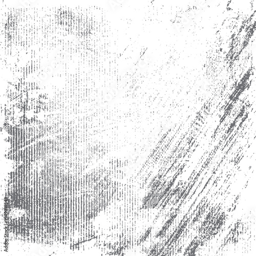 Vertical Halftone Grunge Stripe Texture Meets Diagonal Scratch Overlay. Distressed Noise and Rough Marks on White Background. 