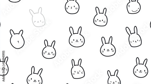Cute rabbit heads repeating pattern