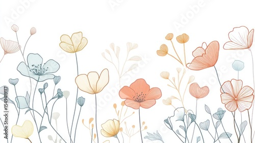 Delicate floral illustration in pastel colors