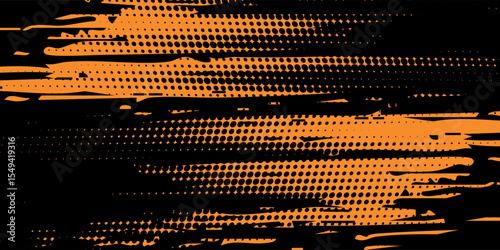 orange black brush pattern wrap car sticker banner abstract sporty lines black orange grunge color combination. Modern vector.