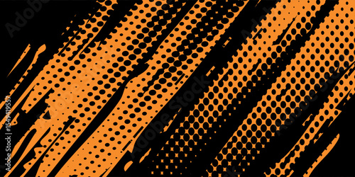 orange black brush pattern wrap car sticker banner abstract sporty lines black orange grunge color combination. Modern vector.