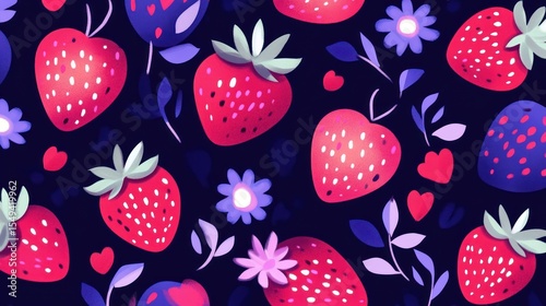 Strawberry floral pattern