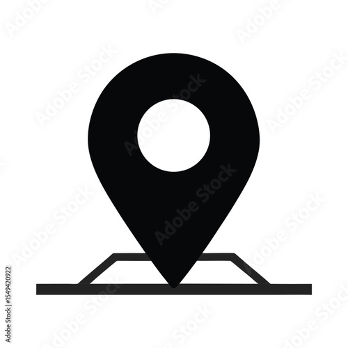 Location Pin Icon Silhouette Black Vector – Map Marker Symbol for GPS and Navigation Apps