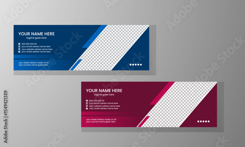 A clean and modern email signature template perfect for personal or corporate branding. This fully editable design includes space for a profile photo, name, title, contact information, social media ic