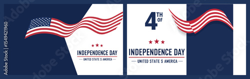 4th of July banner with festive bunting and minimalist typography. Suitable for online promos, social posts, or event invites