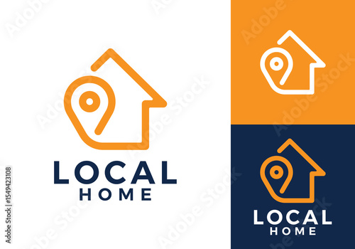 simple home point logo. creative find location home vector design concept