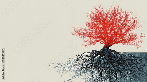 Naklejka Analysis root cause tree. Entangled Roots. Illustration .