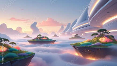 Futuristic Floating Islands in a Dreamlike Sci-Fi Landscape
, background pictures 