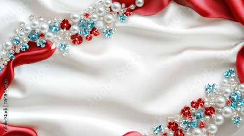 Elegant silk fabric with decorative beads