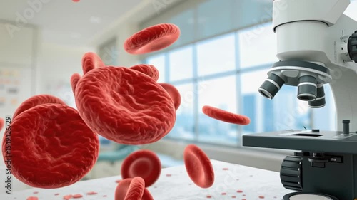 Red blood cell microscope laboratory research medical science health technology biology infection disease microscopic study environment