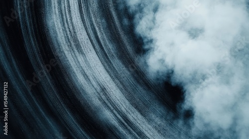 An abstract image featuring dark swirling patterns and a misty background, creating an intriguing visual that evokes a sense of mystery and depth.