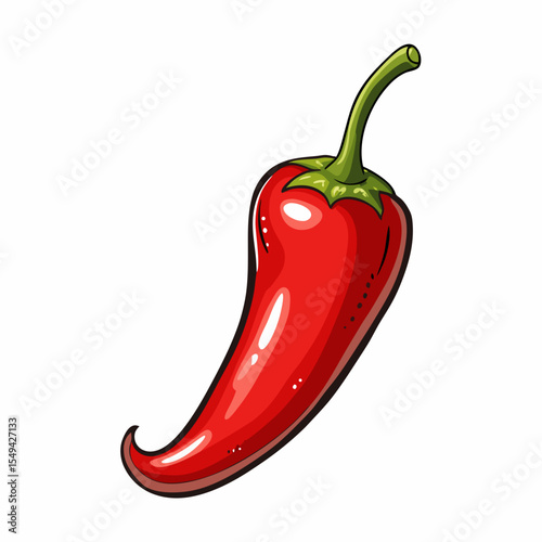 Vibrant Red Chili Pepper Illustration on White Background for Culinary Design