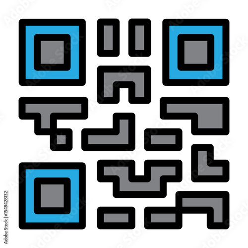 QR Code Vector Filled Icon Design