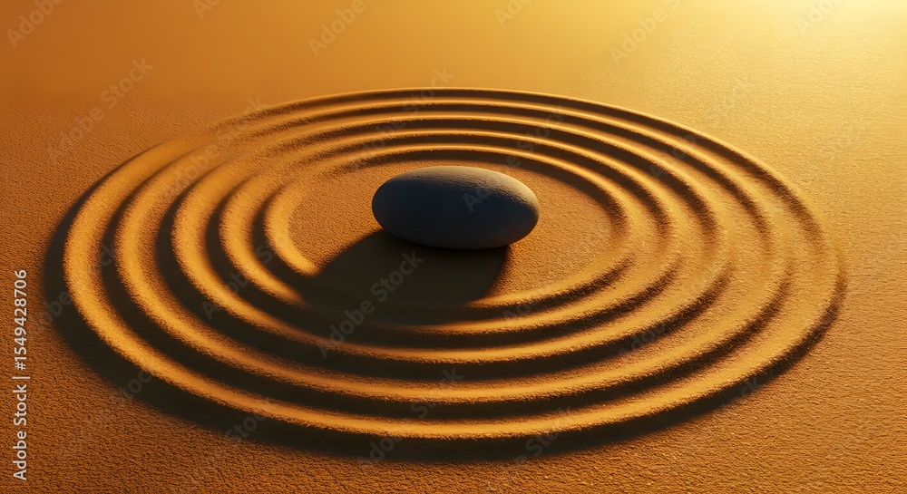 Fototapeta premium Zen Garden Tranquility and Balance in Sand Ripples