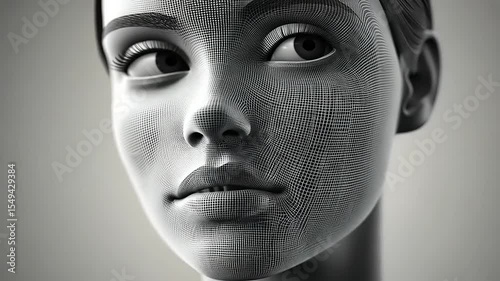 Wireframe Portrait: A Digital Rendering of Feminine Beauty