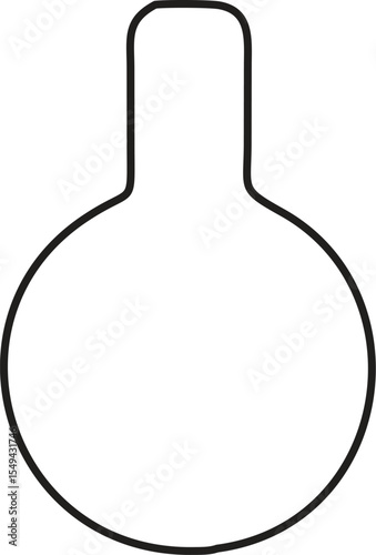 Simple Black and White Flask Shape Illustration Featuring a Rounded Bottom and a Narrow Neck Design with Rounded Top