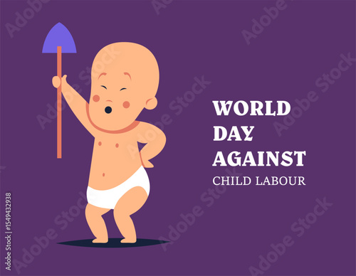 World Day Against Child Labor. Concept With Child. Flat vector illustration design.