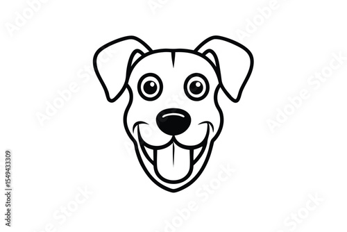 Happy dog face illustration is showing tongue with smiling face isolated on white