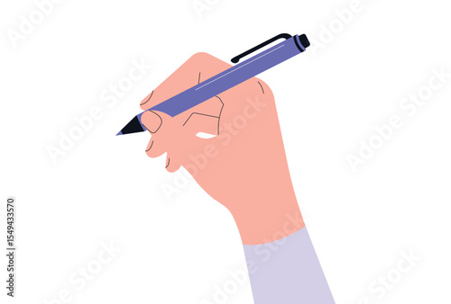 Hand holding pen Signing document vector illustration.