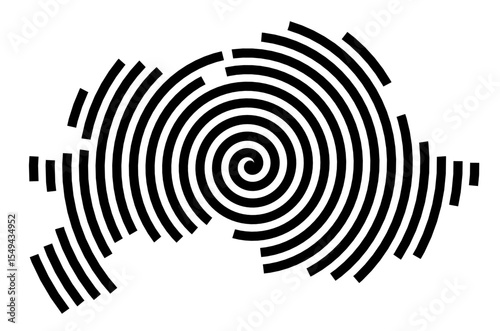 Symbol Map of the city Ludwigsfelde (Brandenburg, Germany) showing the city with a black spiral line