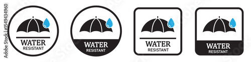 Water resistant label icon. Waterproof label icon, vector illustration