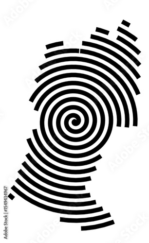 Symbol Map of the city Hennigsdorf (Brandenburg, Germany) showing the city with a black spiral line