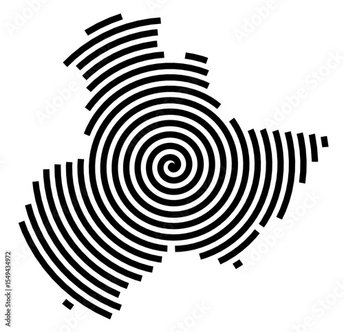 Symbol Map of the city Blankenfelde-Mahlow (Brandenburg, Germany) showing the city with a black spiral line