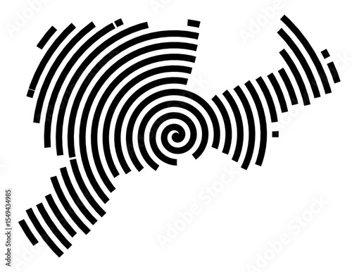 Symbol Map of the city Strausberg (Brandenburg, Germany) showing the city with a black spiral line